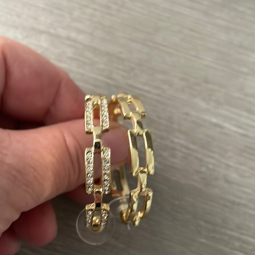 Gold Hoop Earrings with Crystals